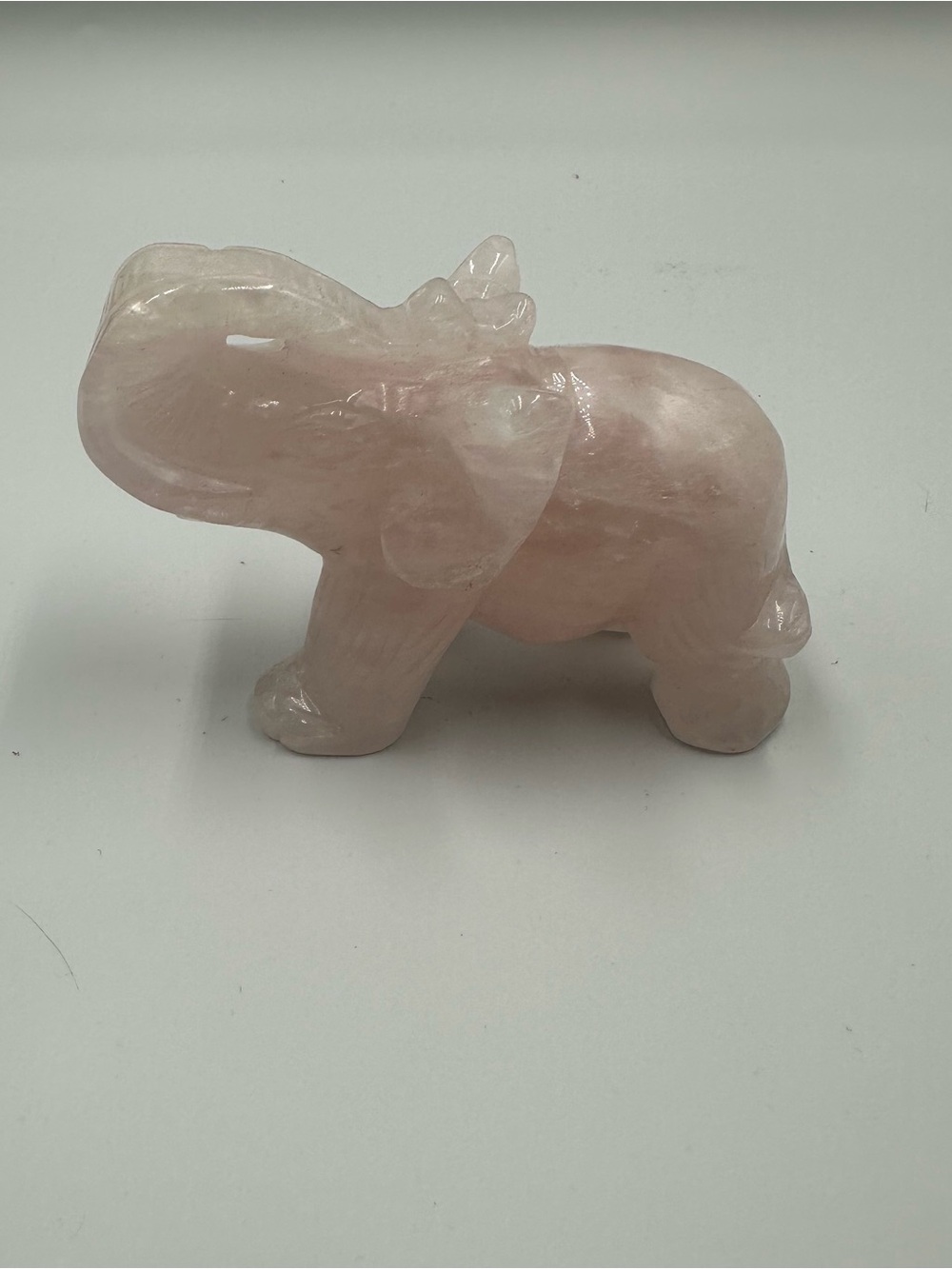 Hand-Carved Rose Quartz Elephant Figurine - Pink - Picture 4 of 4